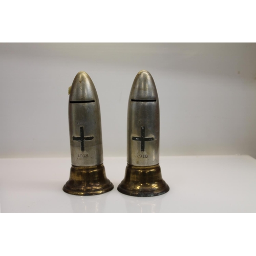 47 - Pair of WWI Trench Art money banks of bullet form.