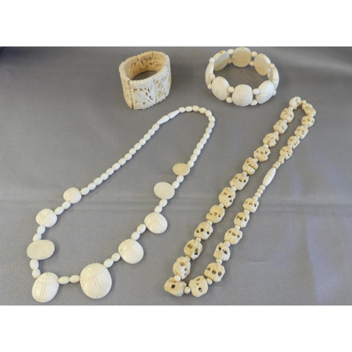 Carved Bone Bangles & Necklaces.