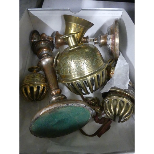 Box - Set of Three Graduated Tibetan Hand Bells & Candlesticks etc.