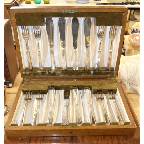 Two Canteens of Cutlery & a Boxed Set of Fish Forks & Knives.