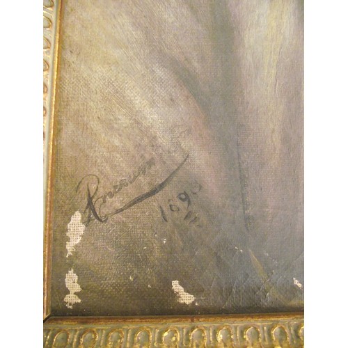 523 - Large Christ portrait dated 1890 signed oil painting & has some damage + Print.

Buyer beware.
This ... 