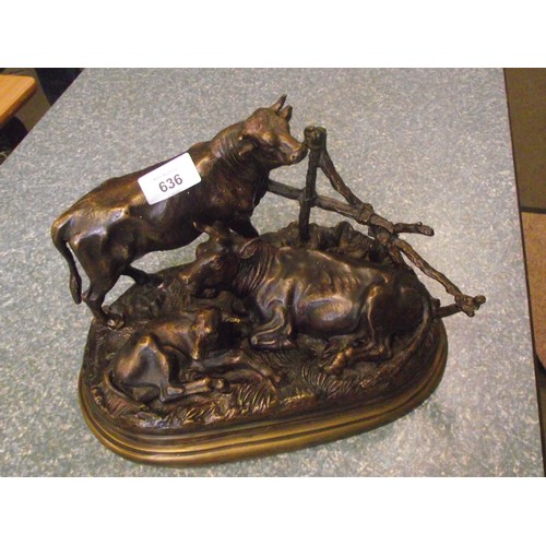 636 - Signed Moigniez bronze of Cattle height 12 x 10 inches