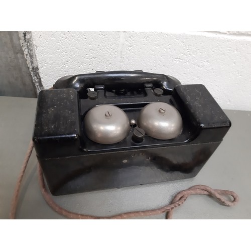 5 - Vintage underground and field telephone set with double ringer. Very heavy