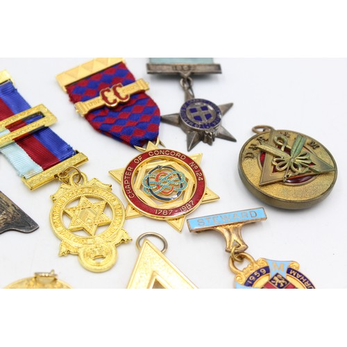 27 - ,10 x Assorted Vintage MASONIC Medals / Jewels Inc Durham, Sussex, Steward Etc