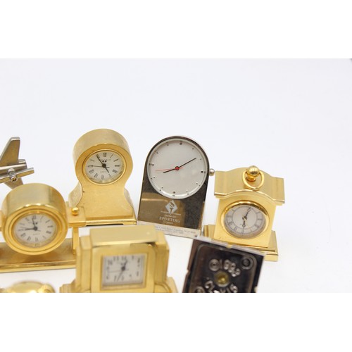 56 - ,14 x Assorted Miniature Collectable QUARTZ CLOCKS Inc. Grand Piano, Helicopter