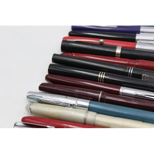 61 - ,16 x Assorted Vintage BRANDED Fountain Pens Inc Sheaffer, Osmiroid, Platignum