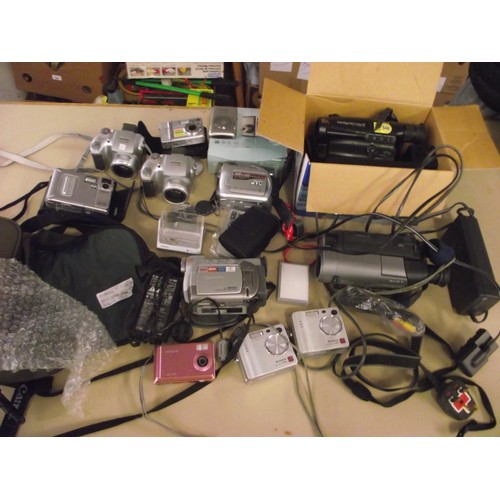 16 - Large box of Digital cameras & Camcorders ect.