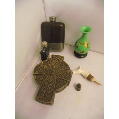 38 - Celtic trinket box, hip flasks ect