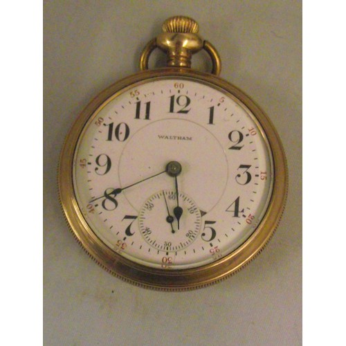 107 - Stunning Waltham Rolled gold pocket watch early 1900 , appears in working order