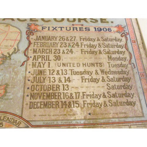 111 - One of a kind poster of Lingfield Park Racecouse fixture list 1906 withh additional Racing calender ... 
