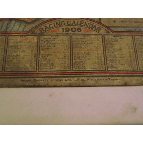 111 - One of a kind poster of Lingfield Park Racecouse fixture list 1906 withh additional Racing calender ... 