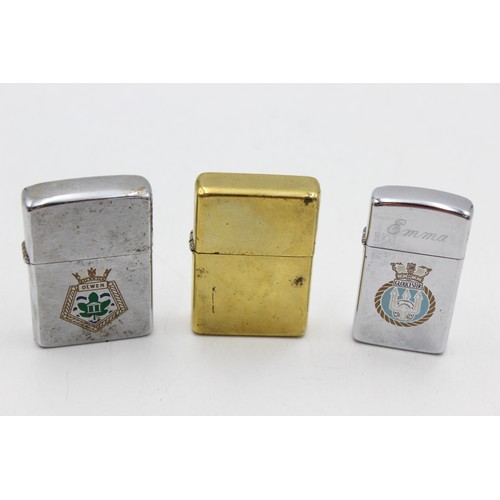 15 - ,3 x Assorted ZIPPO Cigarette LIGHTERS Inc Vintage, Brass, Slimline Etc