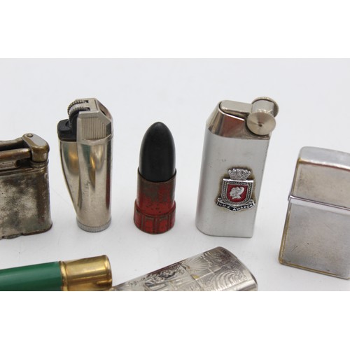19 - ,8 x Assorted Vintage LIGHTERS Inc Brass, The Parr UL, Lift Arm, Polo, Imco Etc