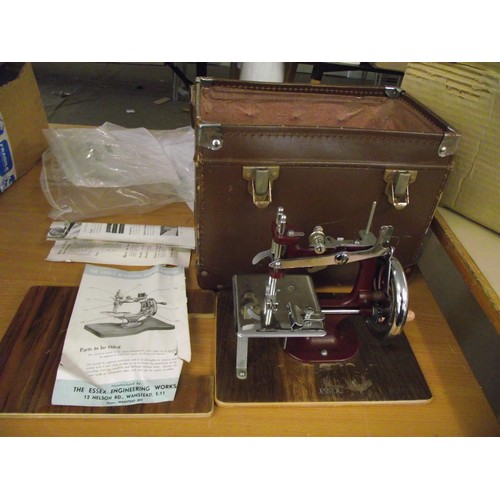 18 - Cased vintage Mini Essex sewing machine.