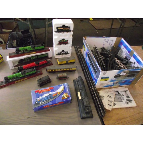 48 - Various vintage Triang Hornby rolling stock, track + Train modeld ect.