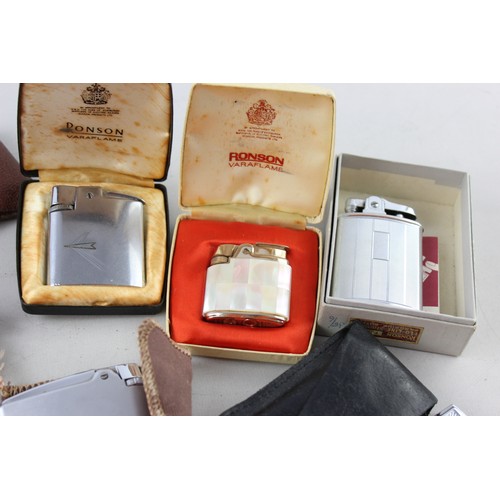 16 - ,16 x Assorted Vintage RONSON Cigarette LIGHTERS Inc Boxed, Varaflame, Ladies