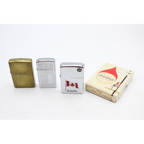 24 - ,3 x Assorted ZIPPO Cigarette LIGHTERS Inc Vintage, Boxed, Brass, Slimline Etc