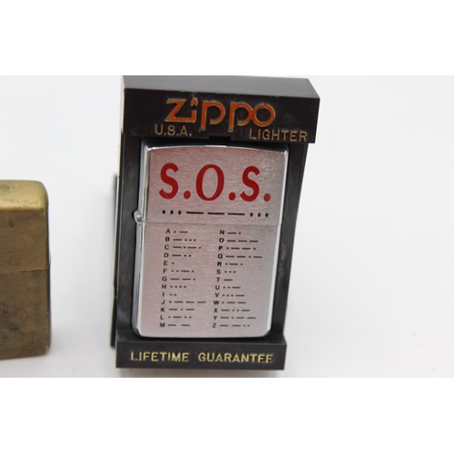 29 - ,3 x Assorted ZIPPO Cigarette LIGHTERS Inc Vintage, Boxed, Brass, Slimline Etc