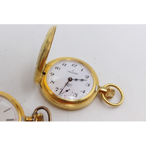 42 - ,3 x Gents Mechanical Gold Tone POCKET WATCHES Hand-Wind WORKING Inc. Mount Royal