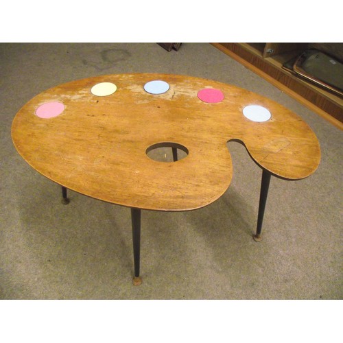 463 - Super stylish Retro Rapier Artist pallet shaped coffee table with Dansette legs.Designer John Chappe... 