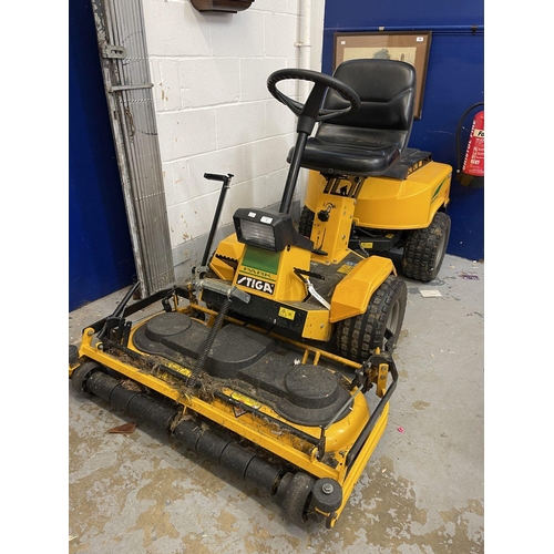 1 - Garden Machinery: Siga petrol ride-on mower with key. Sold as seen.