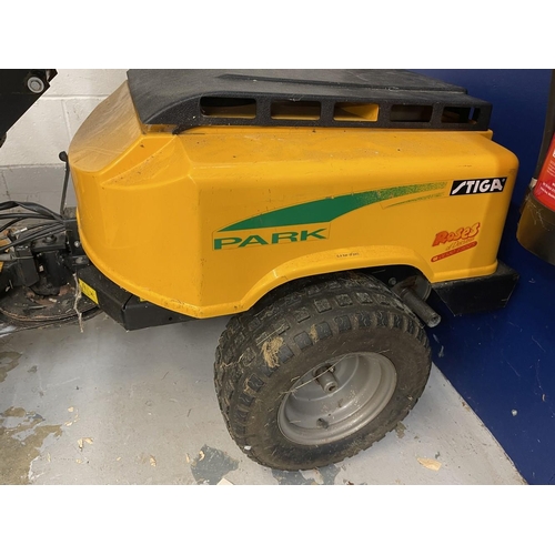 1 - Garden Machinery: Siga petrol ride-on mower with key. Sold as seen.