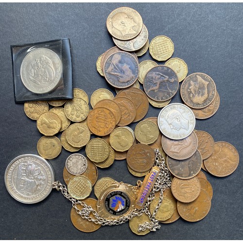 15 - A small group of UK circulated Twentieth Century 1d’s and 3ds, plus two Beekeepers Association medal... 