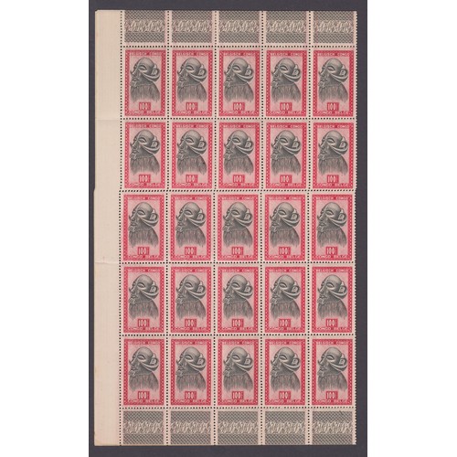 356 - 1947 SG291 100fr fine mint unmounted sheet of 50, noted some perf splitting, Cat £750