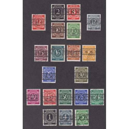 411 - WWII British and American Zone, second issue currency reform part sets fine used, both overprint typ... 