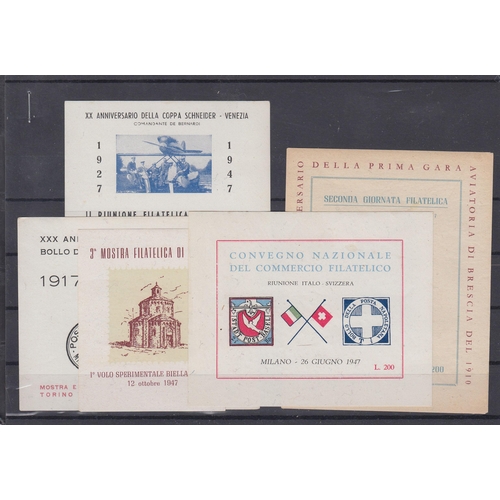717 - A collection of six Italian Exhibition mini sheets from 1940 and 1947, in generally good condition