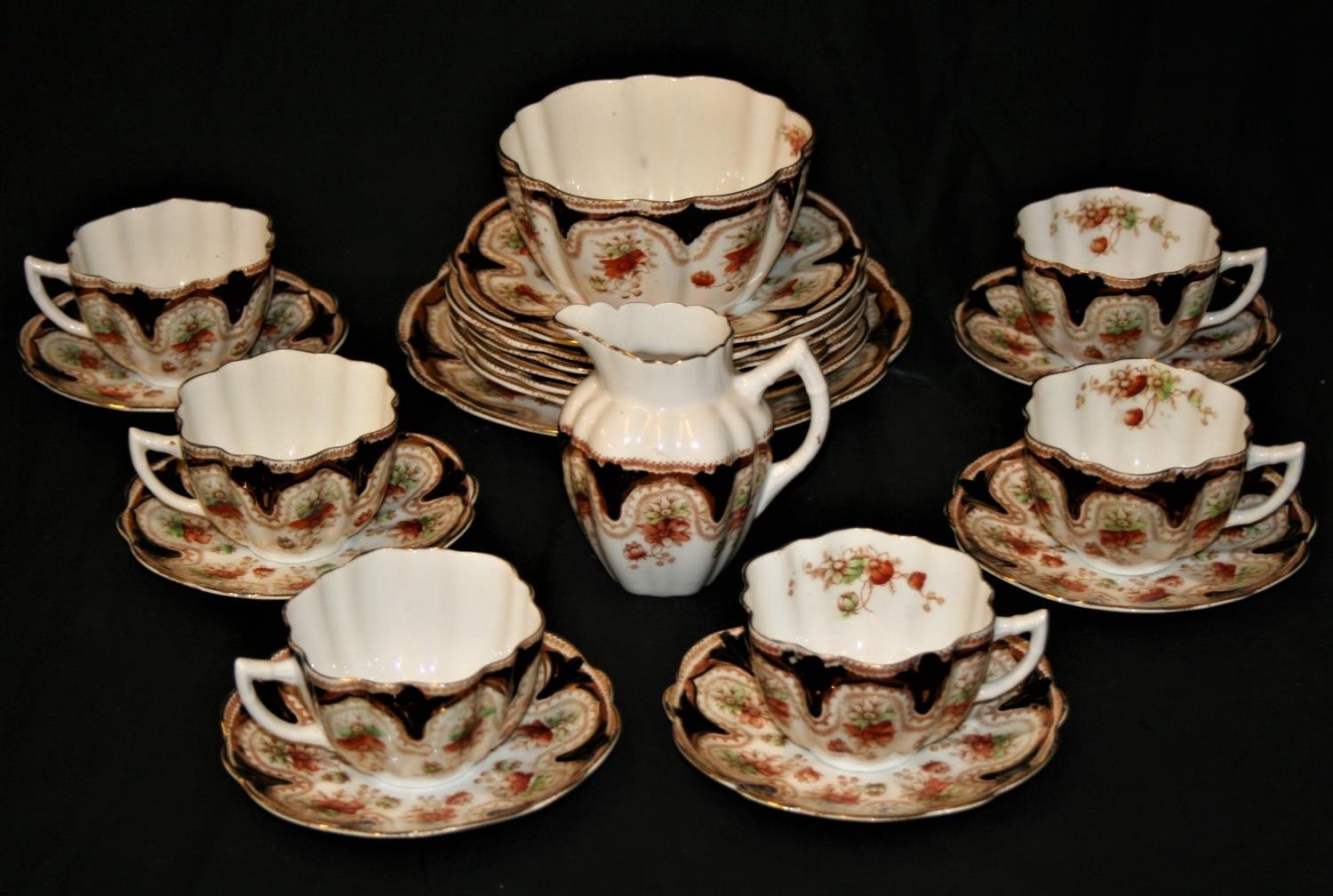 Vintage Melba bone china Imari pattern tea set sugar bowl, milk jug