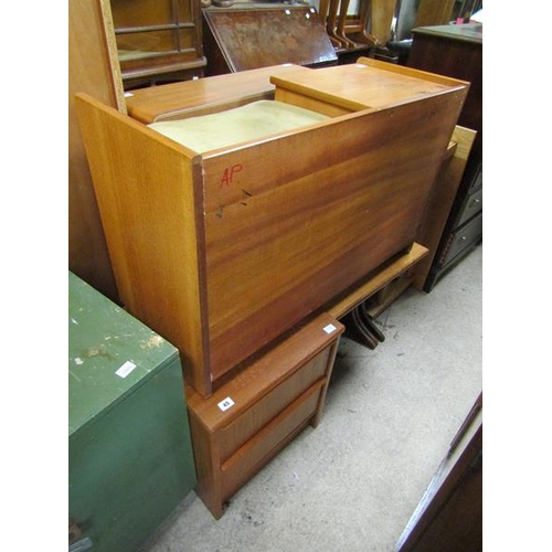45 - HALL SEAT, NEST OF TABLES, TEAK BEDSIDE CHEST