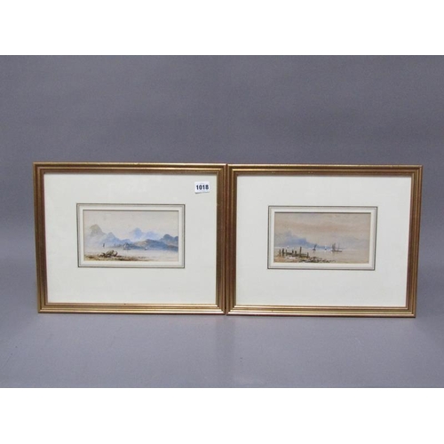 1018 - PAIR - 19C, SAILING VESSELS ON LAKES IN MOUNTAINOUS SCENE, EACH F/G, 12CM X 20CM