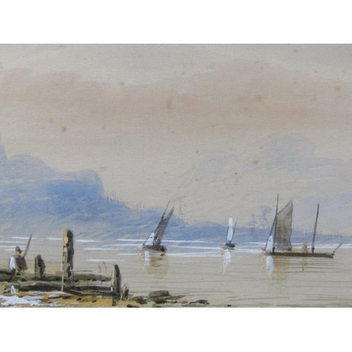 1018 - PAIR - 19C, SAILING VESSELS ON LAKES IN MOUNTAINOUS SCENE, EACH F/G, 12CM X 20CM