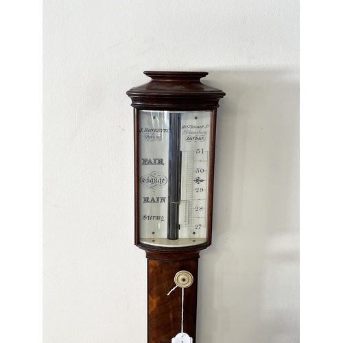 1014 - Fine antique 19th century English mahogany stick barometer. By J Ronketti Optician . 116 Gt Russell ... 
