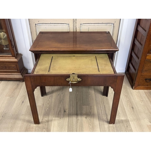 1059 - Antique George III mahogany Architects desk, lift up adjustable drawing surface, pull out front with... 