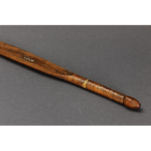 1013 - SUPERB EARLY INCISED SPEAR THROWER (WOOMERA), VICTORIA, Carved and engraved hardwood (with custom st... 