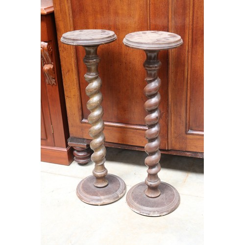 519 - Pair of barley twist pedestals, each approx 87 cm high (2)
