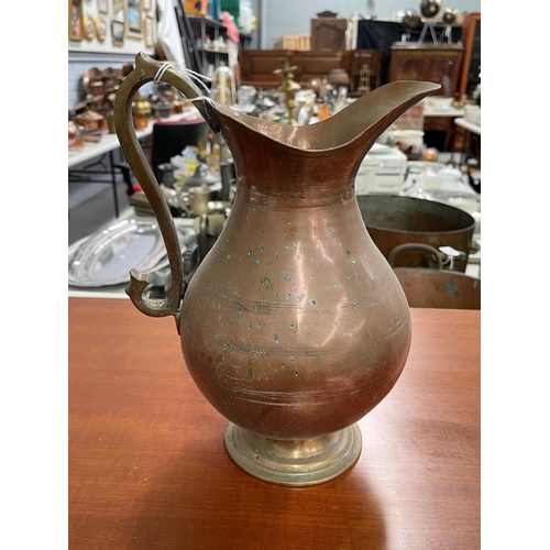 13 - Old French copper jug, approx 29cm H