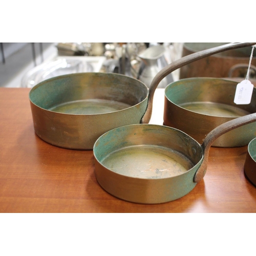 31 - Set of five French copper & wrought iron saucepans, approx 20cm Dia and smaller (ex handles) (5)
