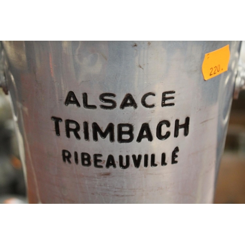 48 - French 'Alsace Trimbach Ribeauville' twin handled champagne bucket, approx 26cm H x 18cm Dia