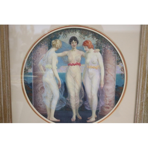 155 - Percy Frederick Seaton Spence, 1868 - 1933, The Three Graces, in oil circular, signed lower right 19... 