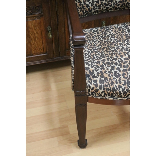 188 - Empire revival arm chair, leopard print upholstery