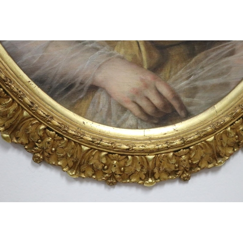 156 - Marek Hugone (Russian Princess) antique oil on canvas oval portrait of a lady, signed dated middle l... 