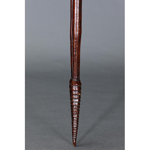 2 - FINE EARLY THROWING CLUB, VICTORIA, Carved and engraved hardwood (no custom stand) The curving shaft... 