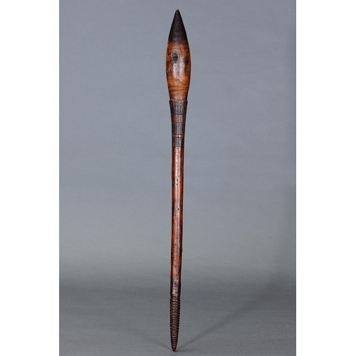 3 - FINE EARLY INCISED BULBOUS CLUB, VICTORIA, Carved and engraved hardwood (no custom stand) This is an... 