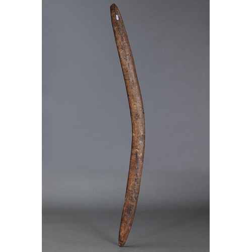 8 - EARLY FIGHTING BOOMERANG CLUB, SOUTH AUSTRALIA, Carved and engraved hardwood (with custom stand) Of ... 