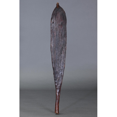 11 - EARLY SPEAR THROWER (WOOMERA), WESTERN AUSTRALIA, Carved and engraved hardwood (with custom stand) O... 