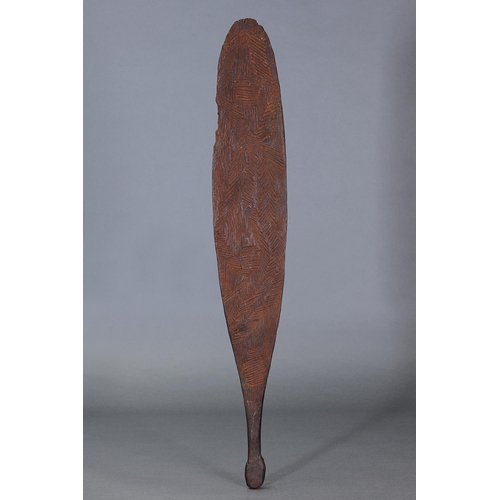 13 - RARE CEREMONIAL CLUB, WESTERN AUSTRALIA, Carved and engraved hardwood and natural pigment (with cust... 