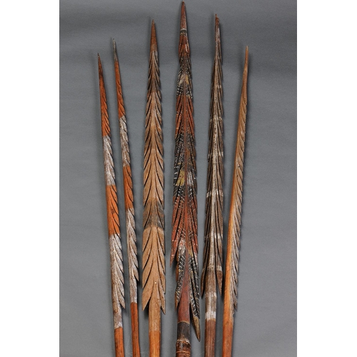 19 - SIX LARGE TIWI CEREMONIAL SPEARS, TIWI GROUP, MELVILLE AND BATHURST ISLANDS, NORTHERN TERRITORY, Car... 